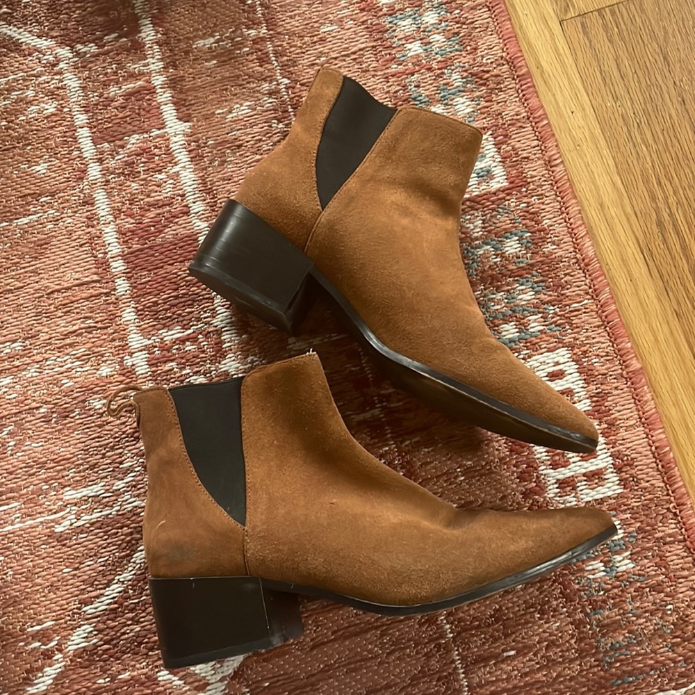 Zara tan and black suede ankle boots